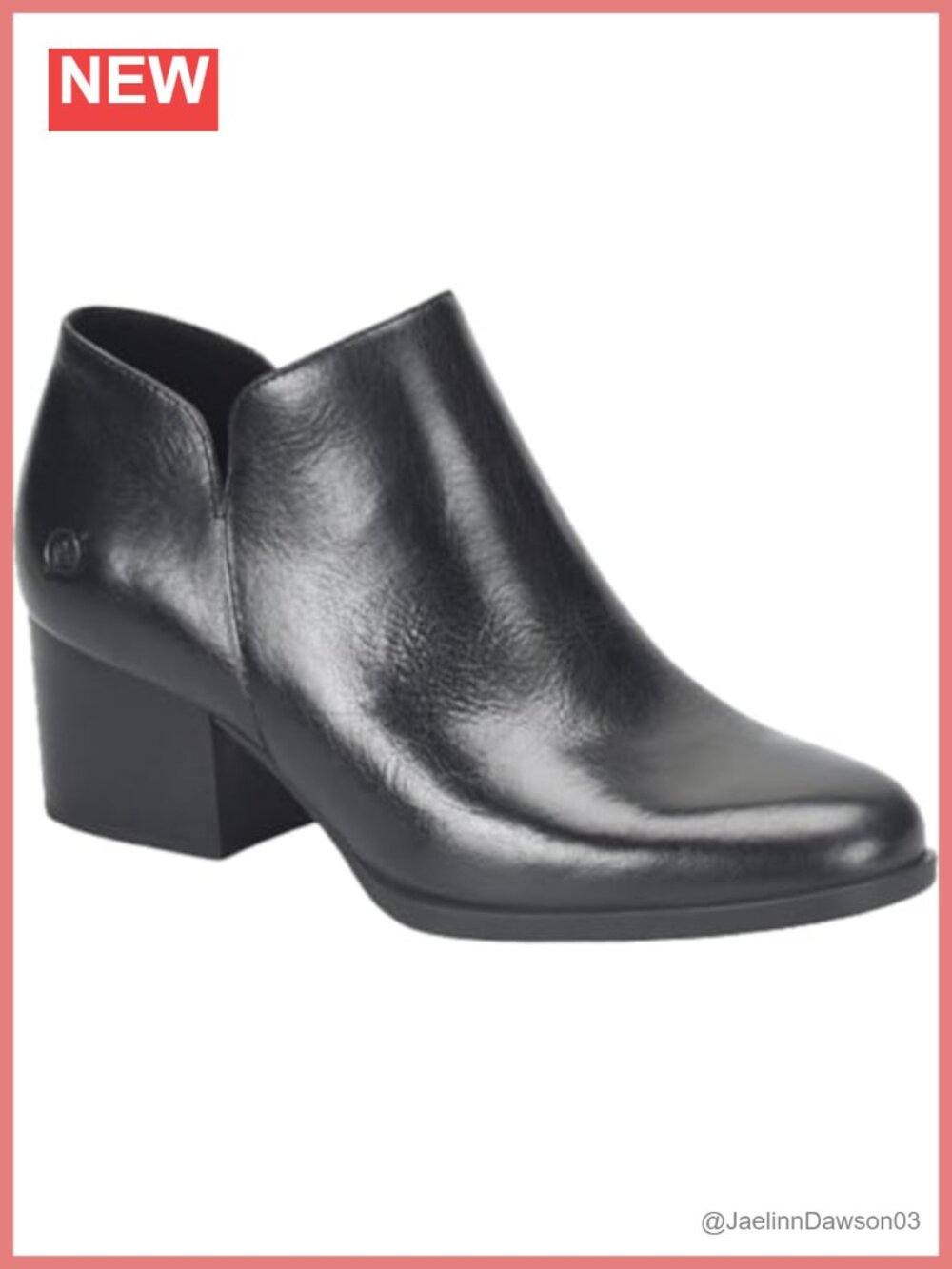 BORN Kenzy Women's Leather Ankle Booties Block Heel Zip Closure